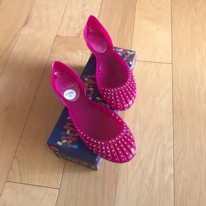 Stuart Weitzman Jealous Raspberry Jelly sandal flat crystal